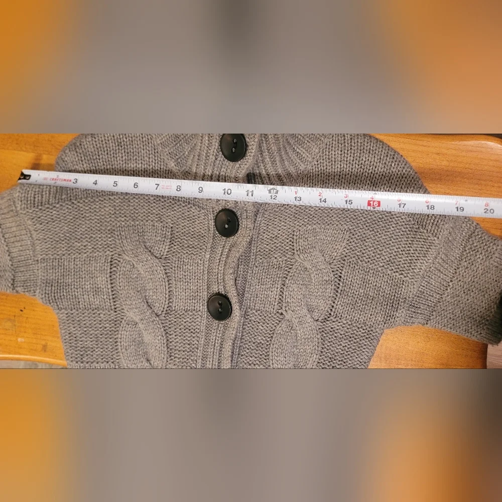 Grey Moda International Thick Woven Knit Button Up Sweater Sz Small - Picture 15 of 16